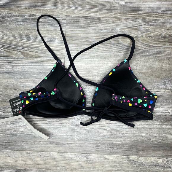 Salt + Cove Women's Black Multi Confetti Hearts Push-up Bikini Swim Top NWT - Picture 4 of 7